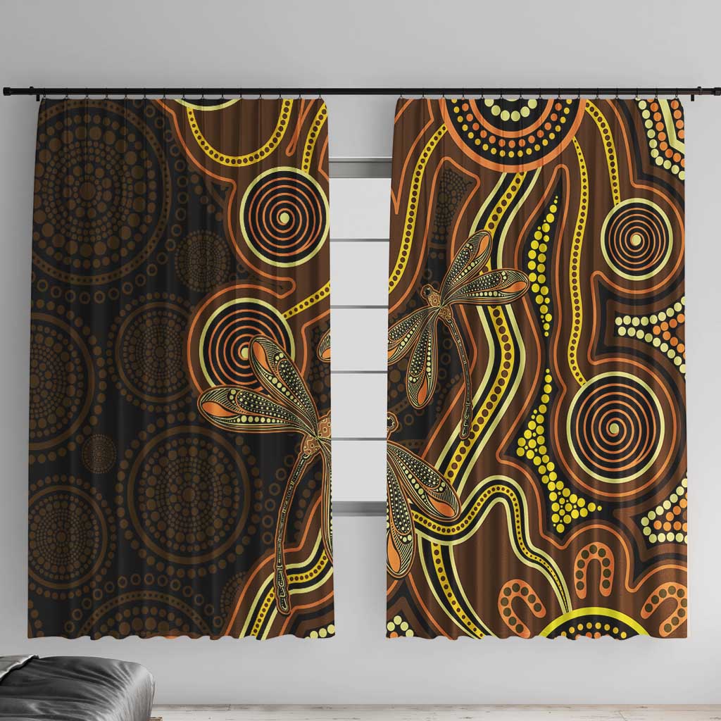 Orange Indigenous Dragonfly Australia Window Curtain Aboriginal Art - Aussie Hoodie