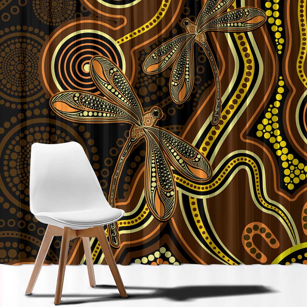 Orange Indigenous Dragonfly Australia Window Curtain Aboriginal Art - Aussie Hoodie