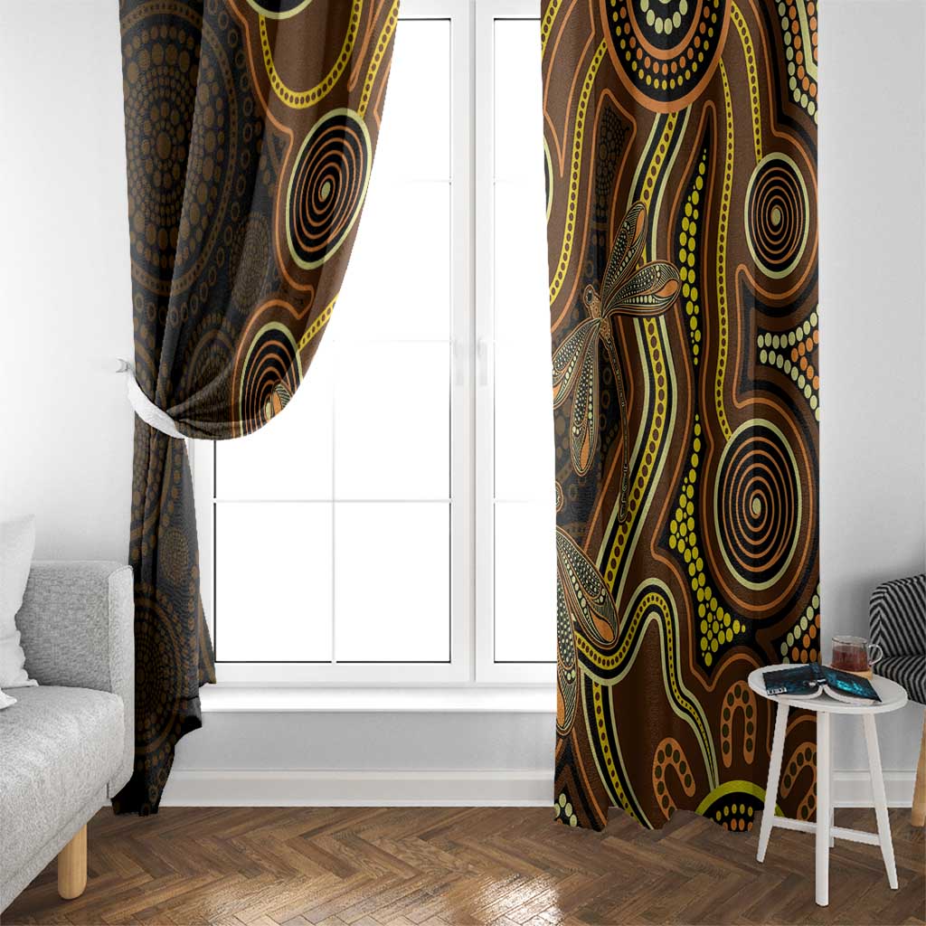 Orange Indigenous Dragonfly Australia Window Curtain Aboriginal Art - Aussie Hoodie