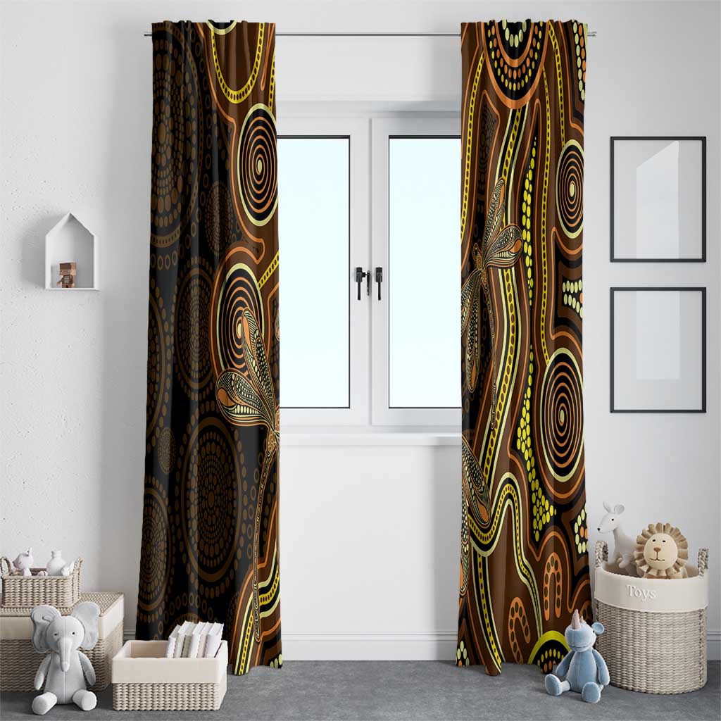 Orange Indigenous Dragonfly Australia Window Curtain Aboriginal Art - Aussie Hoodie
