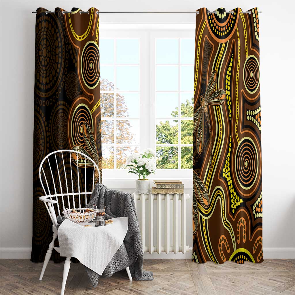 Orange Indigenous Dragonfly Australia Window Curtain Aboriginal Art - Aussie Hoodie
