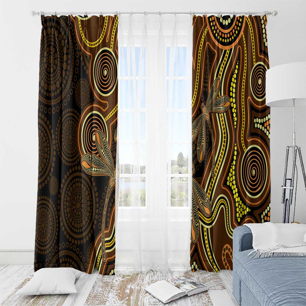 Orange Indigenous Dragonfly Australia Window Curtain Aboriginal Art - Aussie Hoodie