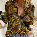 Orange Indigenous Dragonfly Australia Women Casual Shirt Aboriginal Art - Aussie Hoodie