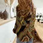 Orange Indigenous Dragonfly Australia Women Casual Shirt Aboriginal Art - Aussie Hoodie