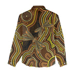 Orange Indigenous Dragonfly Australia Women Casual Shirt Aboriginal Art - Aussie Hoodie