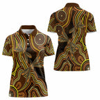 Orange Indigenous Dragonfly Australia Women Polo Shirt Aboriginal Art - Aussie Hoodie