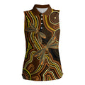 Orange Indigenous Dragonfly Australia Women Sleeveless Polo Shirt Aboriginal Art - Aussie Hoodie