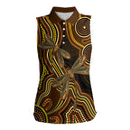 Orange Indigenous Dragonfly Australia Women Sleeveless Polo Shirt Aboriginal Art - Aussie Hoodie
