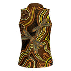 Orange Indigenous Dragonfly Australia Women Sleeveless Polo Shirt Aboriginal Art - Aussie Hoodie