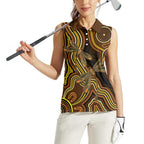 Orange Indigenous Dragonfly Australia Women Sleeveless Polo Shirt Aboriginal Art - Aussie Hoodie
