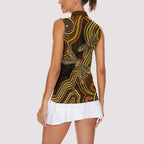 Orange Indigenous Dragonfly Australia Women Sleeveless Polo Shirt Aboriginal Art - Aussie Hoodie