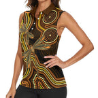 Orange Indigenous Dragonfly Australia Women Sleeveless Polo Shirt Aboriginal Art - Aussie Hoodie