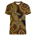 Orange Indigenous Dragonfly Australia Women V-Neck T-Shirt Aboriginal Art - Aussie Hoodie