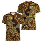 Orange Indigenous Dragonfly Australia Women V-Neck T-Shirt Aboriginal Art - Aussie Hoodie