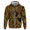 Orange Indigenous Dragonfly Australia Zip Hoodie Aboriginal Art - Aussie Hoodie