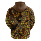 Orange Indigenous Dragonfly Australia Zip Hoodie Aboriginal Art - Aussie Hoodie