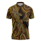 Orange Indigenous Dragonfly Australia Zipper Polo Shirt Aboriginal Art - Aussie Hoodie