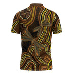 Orange Indigenous Dragonfly Australia Zipper Polo Shirt Aboriginal Art - Aussie Hoodie