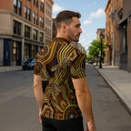 Orange Indigenous Dragonfly Australia Zipper Polo Shirt Aboriginal Art - Aussie Hoodie