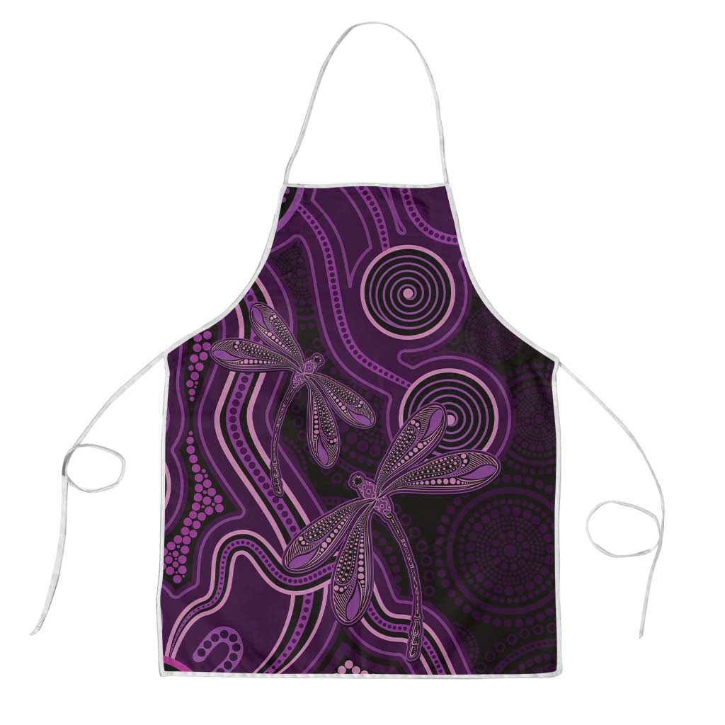 Purple Indigenous Dragonfly Australia Apron Aboriginal Art - Aussie Hoodie