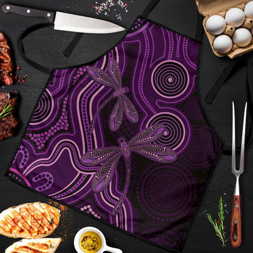Purple Indigenous Dragonfly Australia Apron Aboriginal Art - Aussie Hoodie