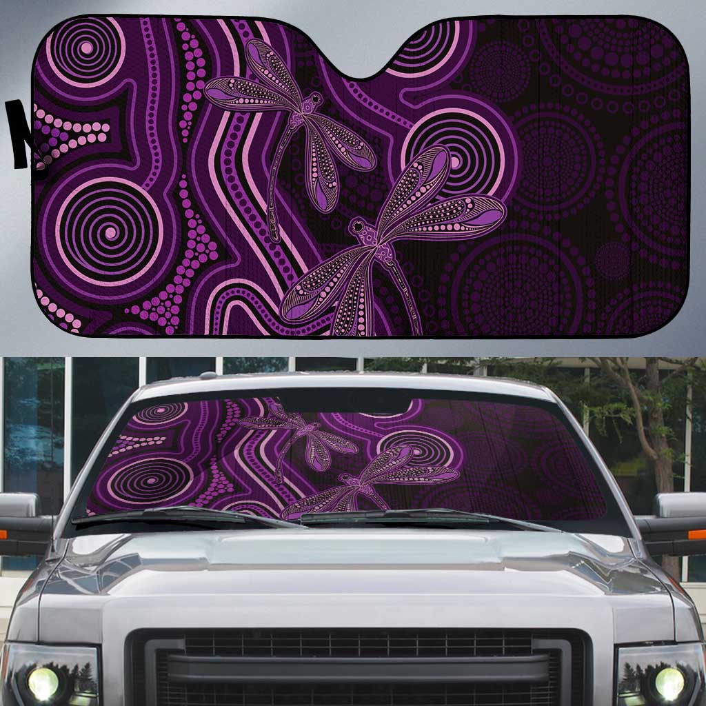 Purple Indigenous Dragonfly Australia Auto Sun Shade Aboriginal Art - Aussie Hoodie