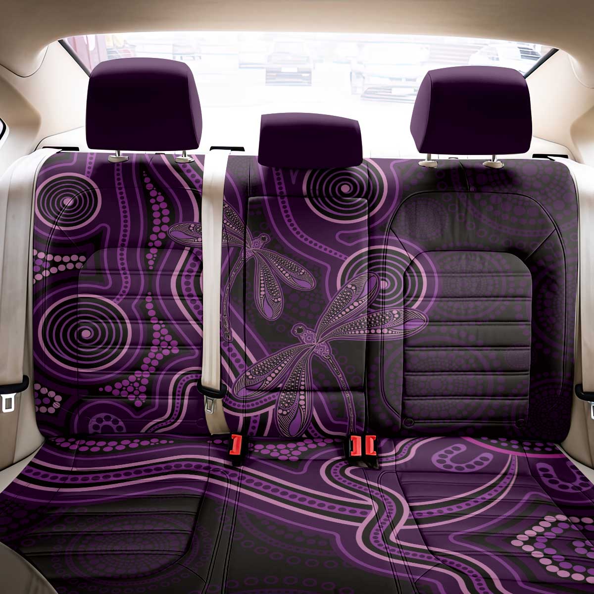 Purple Indigenous Dragonfly Australia Back Car Seat Cover Aboriginal Art - Aussie Hoodie