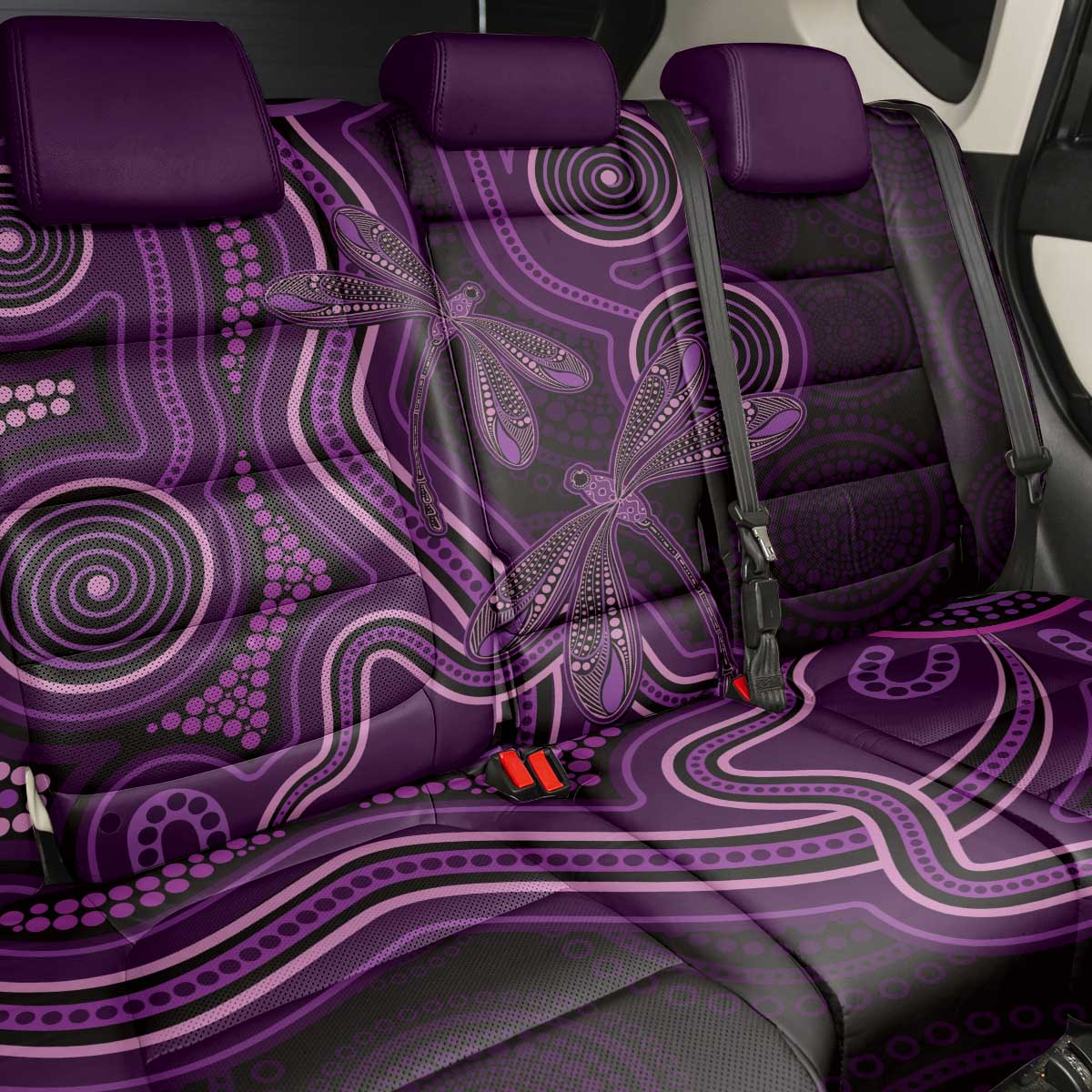 Purple Indigenous Dragonfly Australia Back Car Seat Cover Aboriginal Art - Aussie Hoodie