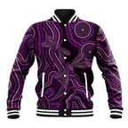 Purple Indigenous Dragonfly Australia Baseball Jacket Aboriginal Art - Aussie Hoodie