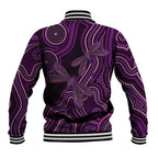 Purple Indigenous Dragonfly Australia Baseball Jacket Aboriginal Art - Aussie Hoodie