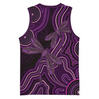 Purple Indigenous Dragonfly Australia Basketball Jersey Aboriginal Art - Aussie Hoodie