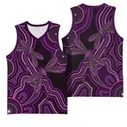Purple Indigenous Dragonfly Australia Basketball Jersey Aboriginal Art - Aussie Hoodie