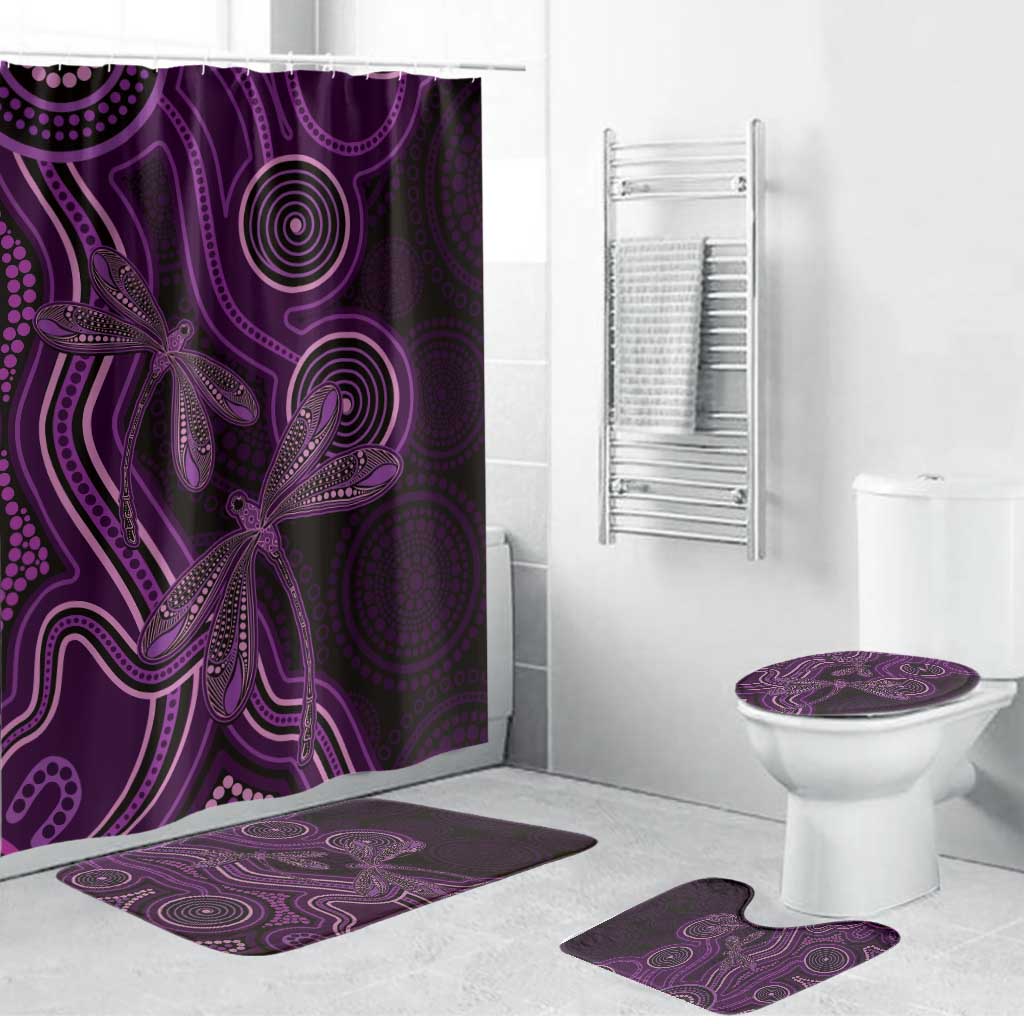 Purple Indigenous Dragonfly Australia Bathroom Set Aboriginal Art - Aussie Hoodie