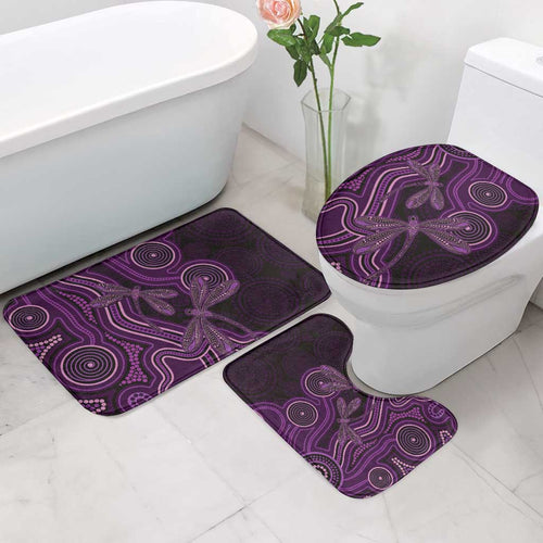 Purple Indigenous Dragonfly Australia Bathroom Set Aboriginal Art - Aussie Hoodie