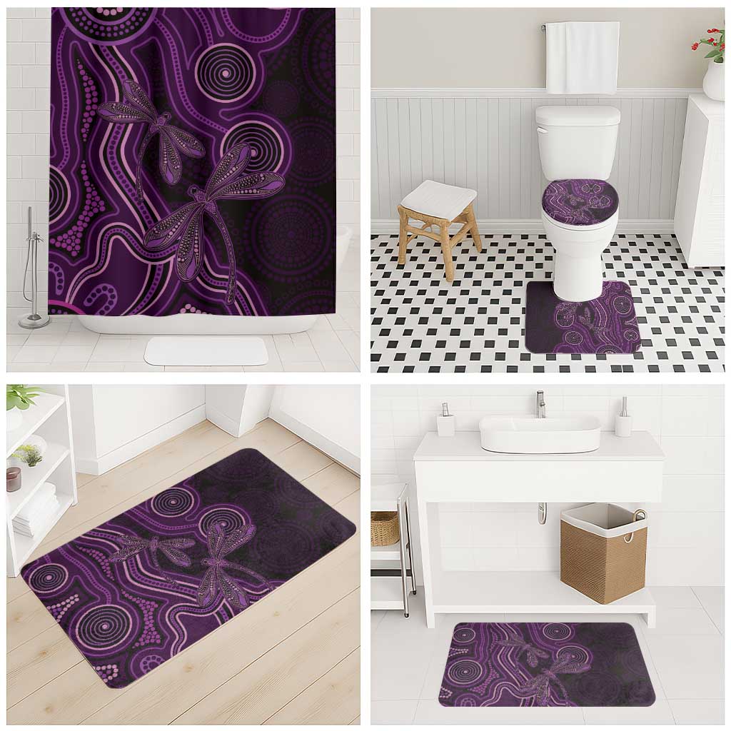 Purple Indigenous Dragonfly Australia Bathroom Set Aboriginal Art - Aussie Hoodie