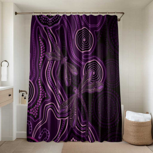 Purple Indigenous Dragonfly Australia Bathroom Set Aboriginal Art - Aussie Hoodie