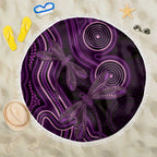 Purple Indigenous Dragonfly Australia Beach Blanket Aboriginal Art - Aussie Hoodie