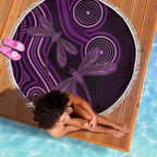 Purple Indigenous Dragonfly Australia Beach Blanket Aboriginal Art - Aussie Hoodie
