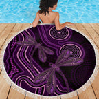Purple Indigenous Dragonfly Australia Beach Blanket Aboriginal Art - Aussie Hoodie