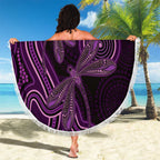 Purple Indigenous Dragonfly Australia Beach Blanket Aboriginal Art - Aussie Hoodie