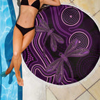 Purple Indigenous Dragonfly Australia Beach Blanket Aboriginal Art - Aussie Hoodie