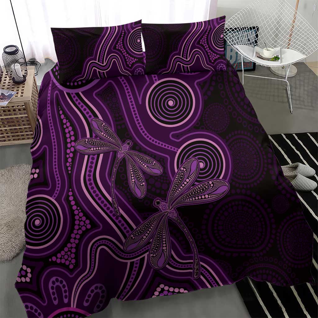 Purple Indigenous Dragonfly Australia Bedding Set Aboriginal Art - Aussie Hoodie