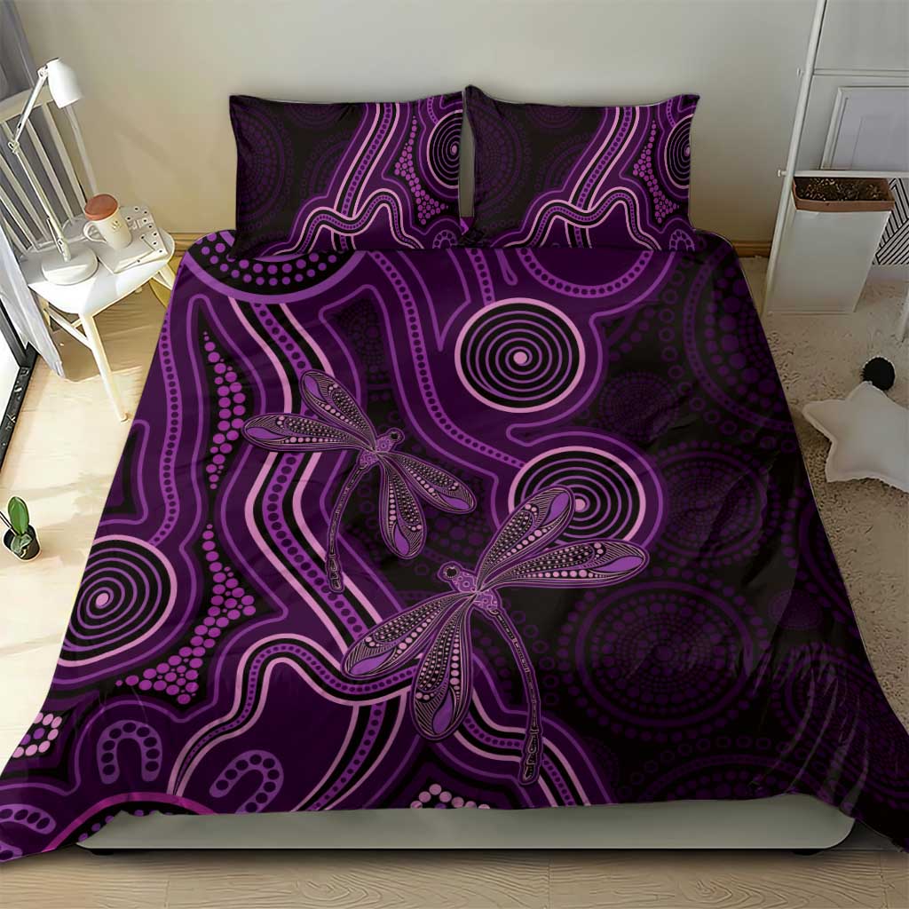Purple Indigenous Dragonfly Australia Bedding Set Aboriginal Art - Aussie Hoodie