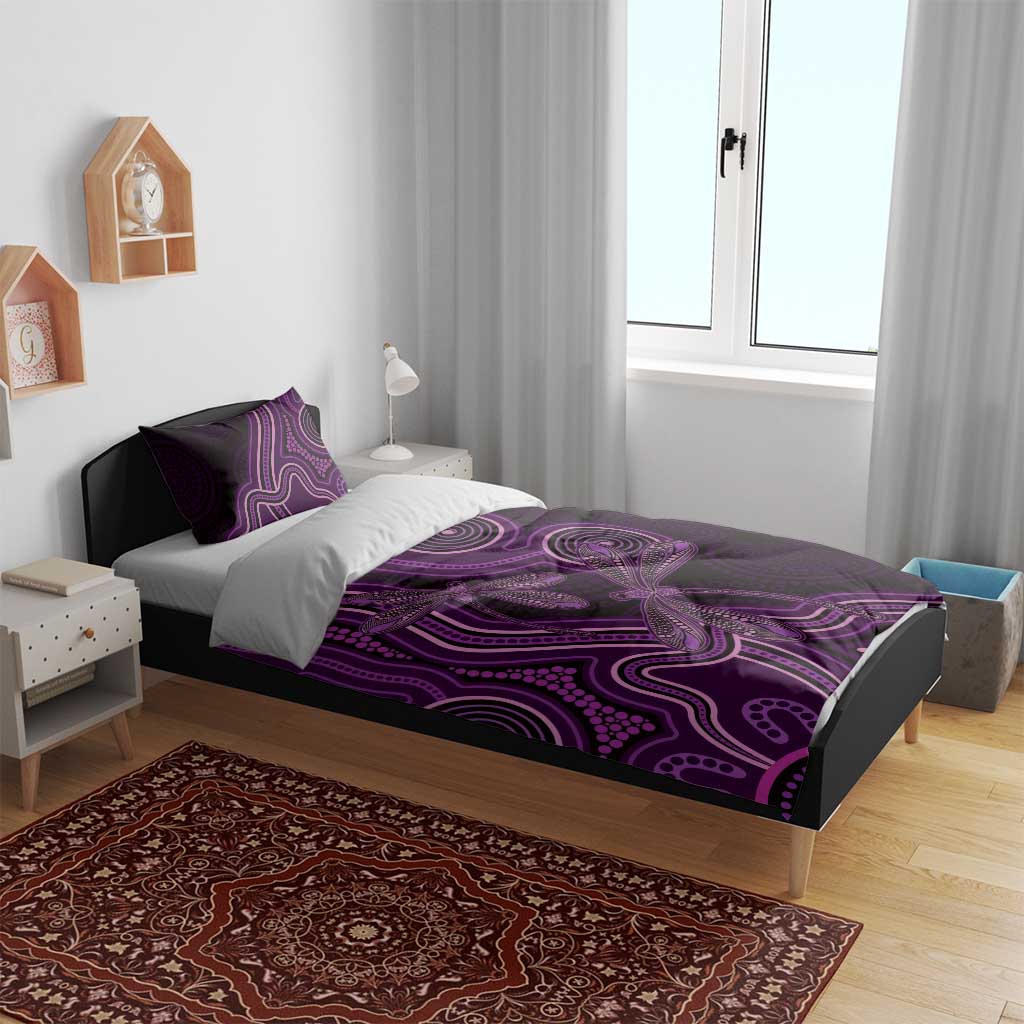Purple Indigenous Dragonfly Australia Bedding Set Aboriginal Art - Aussie Hoodie