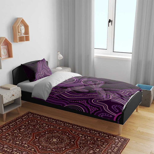 Purple Indigenous Dragonfly Australia Bedding Set Aboriginal Art - Aussie Hoodie