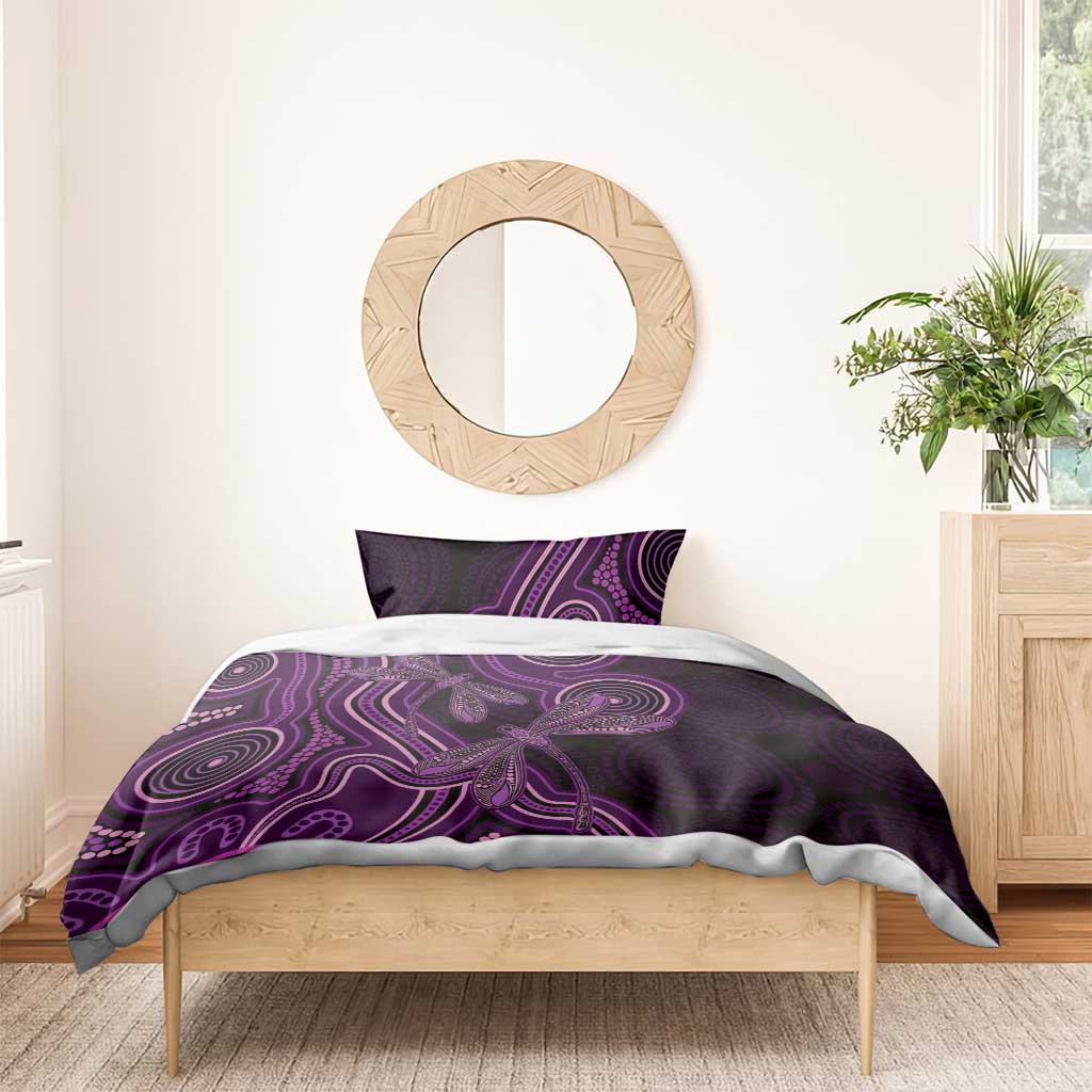 Purple Indigenous Dragonfly Australia Bedding Set Aboriginal Art - Aussie Hoodie