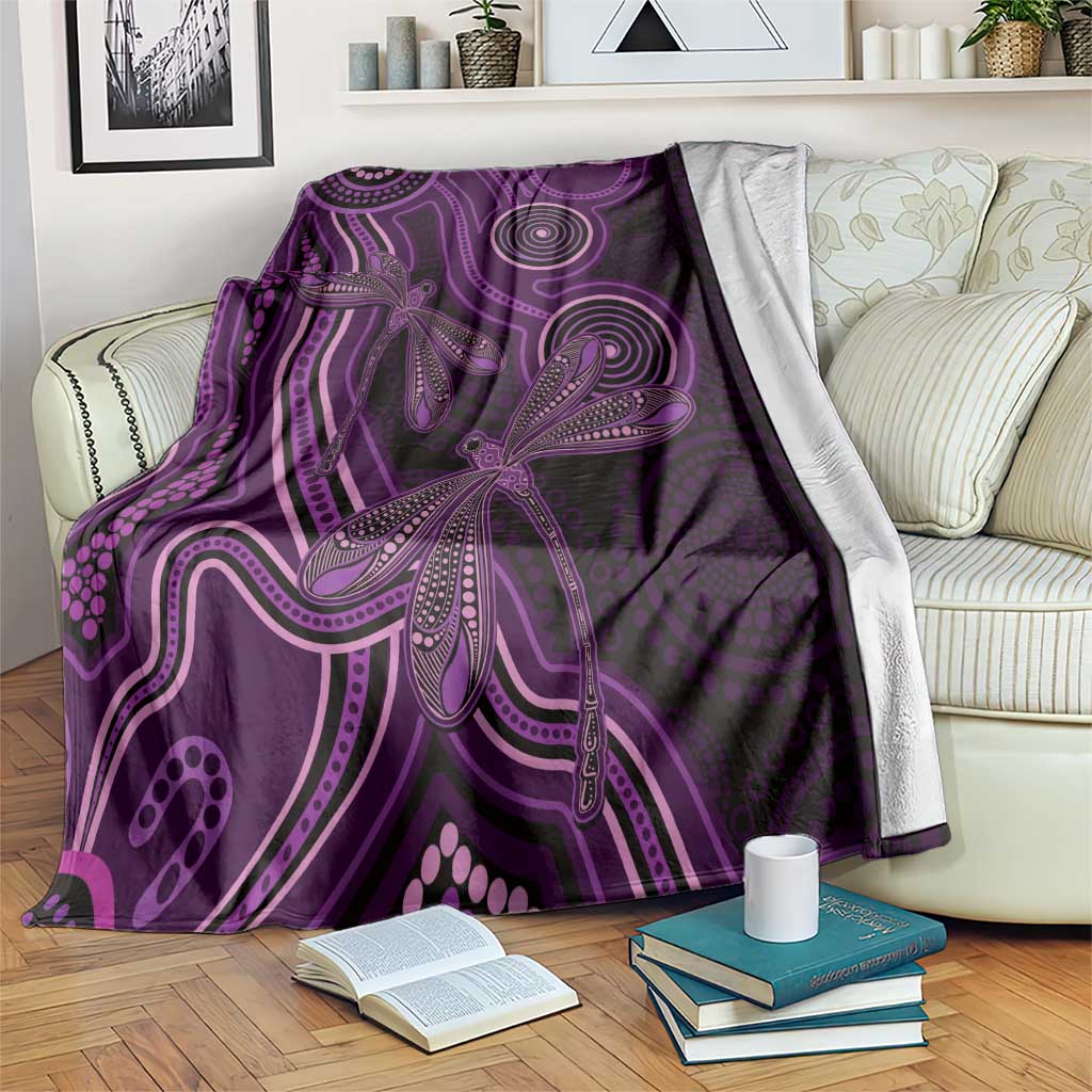 Purple Indigenous Dragonfly Australia Blanket Aboriginal Art - Aussie Hoodie