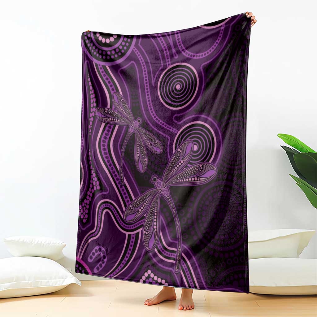 Purple Indigenous Dragonfly Australia Blanket Aboriginal Art - Aussie Hoodie