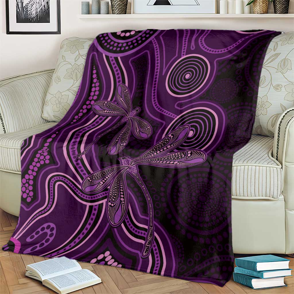 Purple Indigenous Dragonfly Australia Blanket Aboriginal Art - Aussie Hoodie