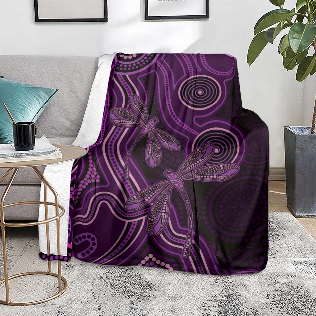 Purple Indigenous Dragonfly Australia Blanket Aboriginal Art - Aussie Hoodie